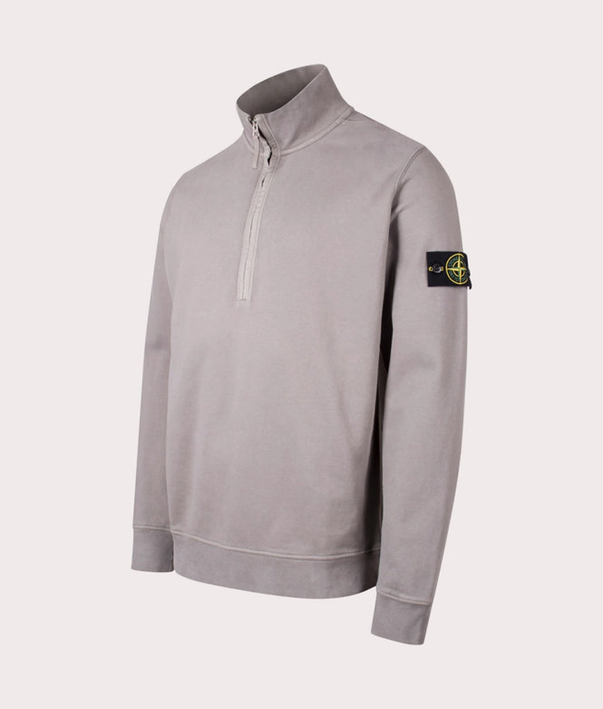 Stone Island Mens Organic Cotton Quarter Zip Sweatshirt